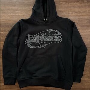 Black Euphoric rhinestone hoodie (fast shipping)